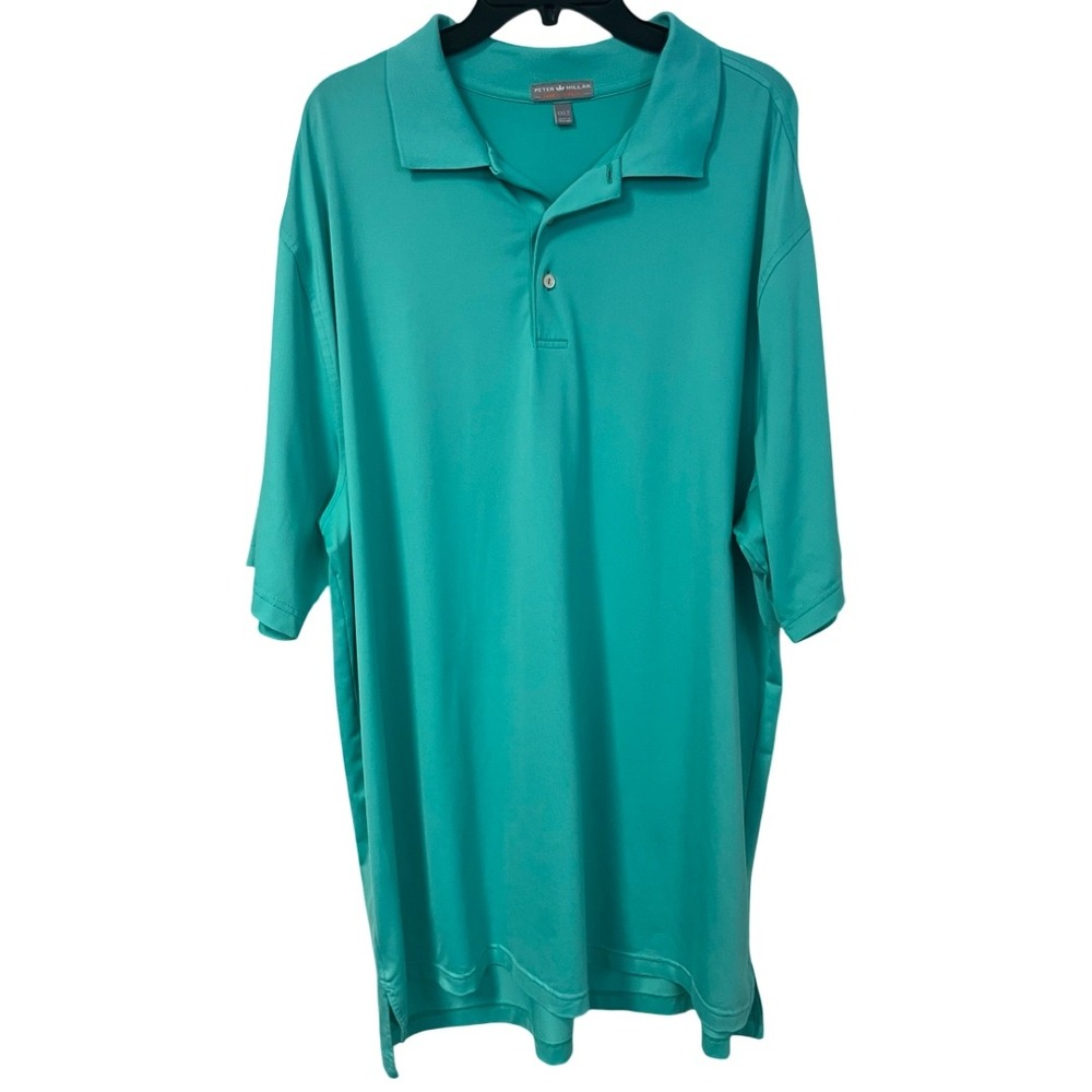 Peter Millar Summer Comfort Polo Shirt Mens 1XLT Teal Green Performance Golf Top